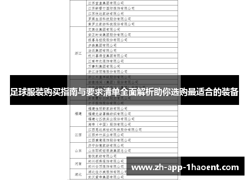 足球服装购买指南与要求清单全面解析助你选购最适合的装备